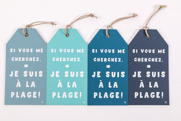 Pancarte message je suis à la plage