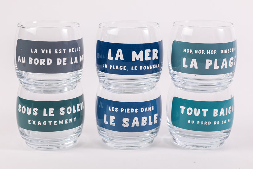 6 verres ronds la mer