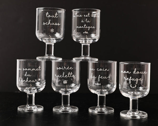 6 verres à pied empilable mon doux refuge