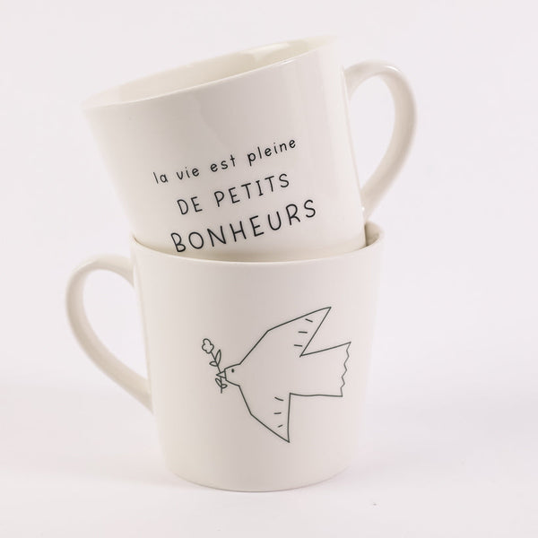 Lot de 2 mugs déjeuner la vie est pleine de petits bonheurs