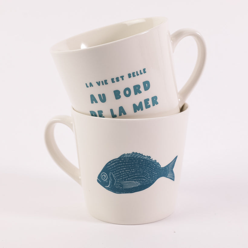 Lot de 2 mugs déjeuner la vie est belle au bord de la mer