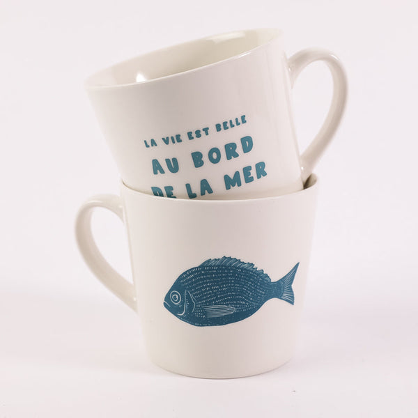 Lot de 2 mugs déjeuner la vie est belle au bord de la mer