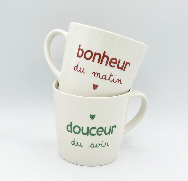 Lot de 2 mugs déjeuner bonheur du matin