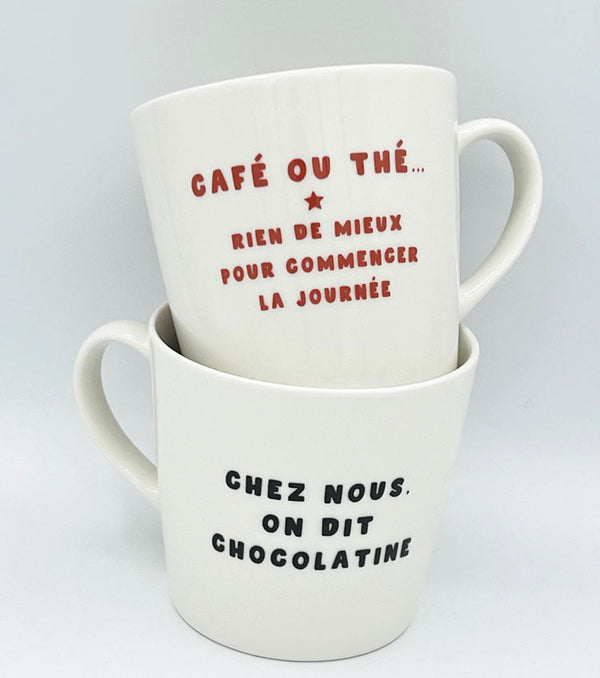 Lot de 2 mugs déjeuner chez nous on dit chocolatine