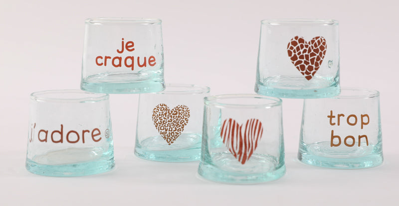 6 verres Beldi pm coeurs j'adore