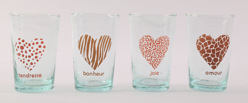 4 verres Beldi empilable coeurs bonheur