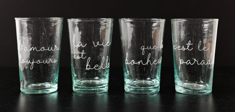 4 verres Beldi empilable la vie est belle