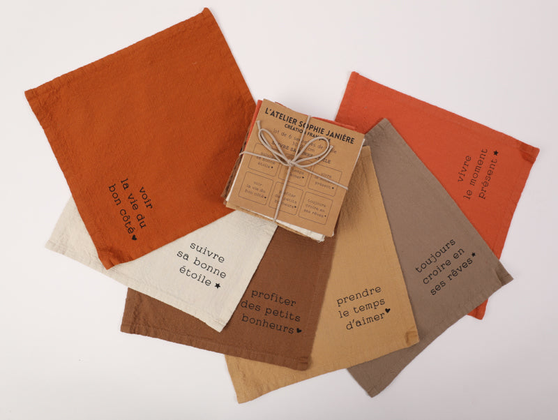 Lot de 6 serviettes de table suivre sa bonne étoile