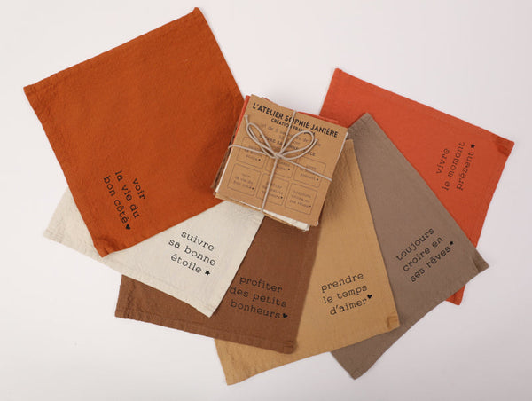 Lot de 6 serviettes de table suivre sa bonne étoile