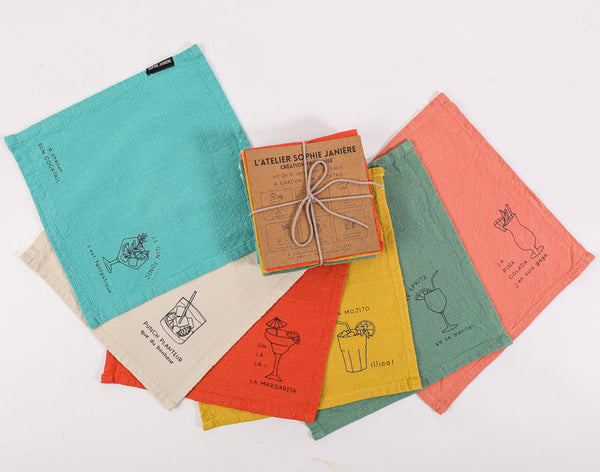 Lot de 6 serviettes de table cocktail