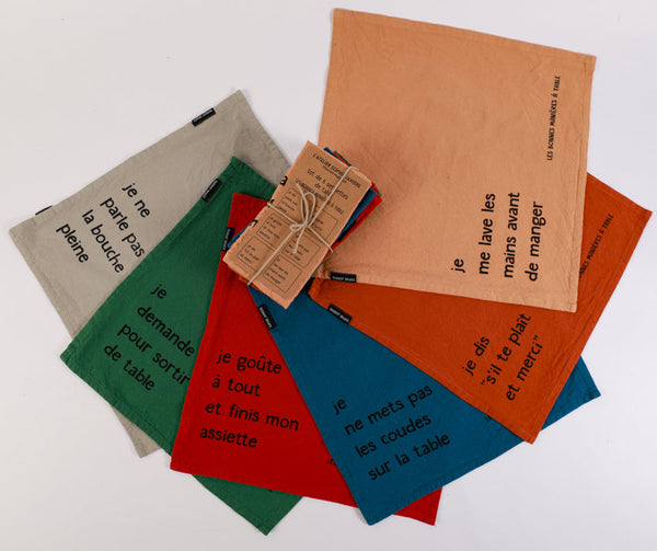 Lot de 6 serviettes de table les bonnes manières