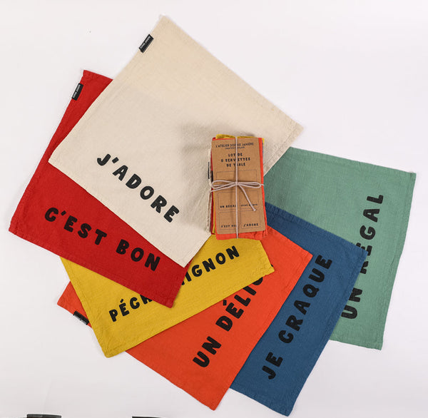 Lot de 6 serviettes de table je craque
