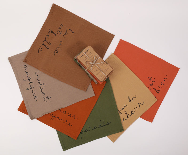 Lot de 6 serviettes de table que du bonheur