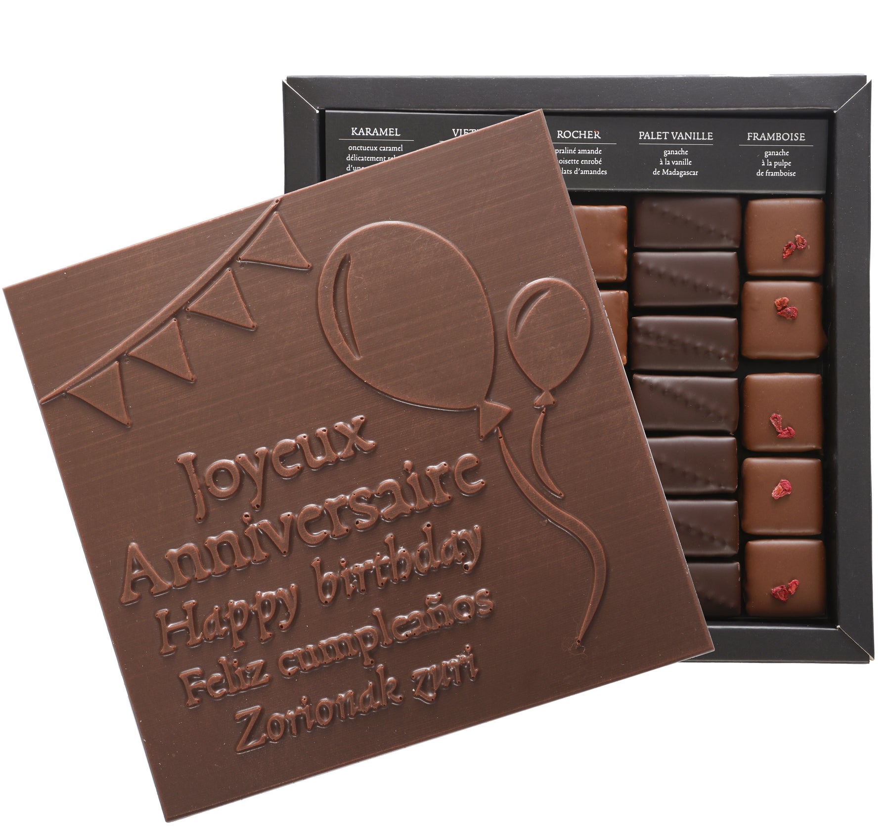 BOÎTE DE CHOCOLATS NOIR LAIT ILBARRITZ JOYEUX ANNIVERSAIRE LAIT