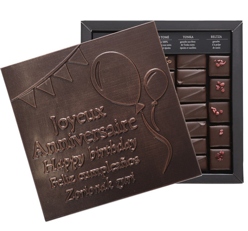 BOÎTE DE CHOCOLATS EXTRA NOIR ILBARRITZ JOYEUX ANNIVERSAIRE NOIR