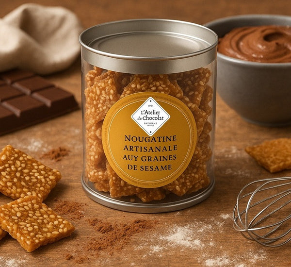 NOUGATINE CHIPS WITH SESAME SEEDS