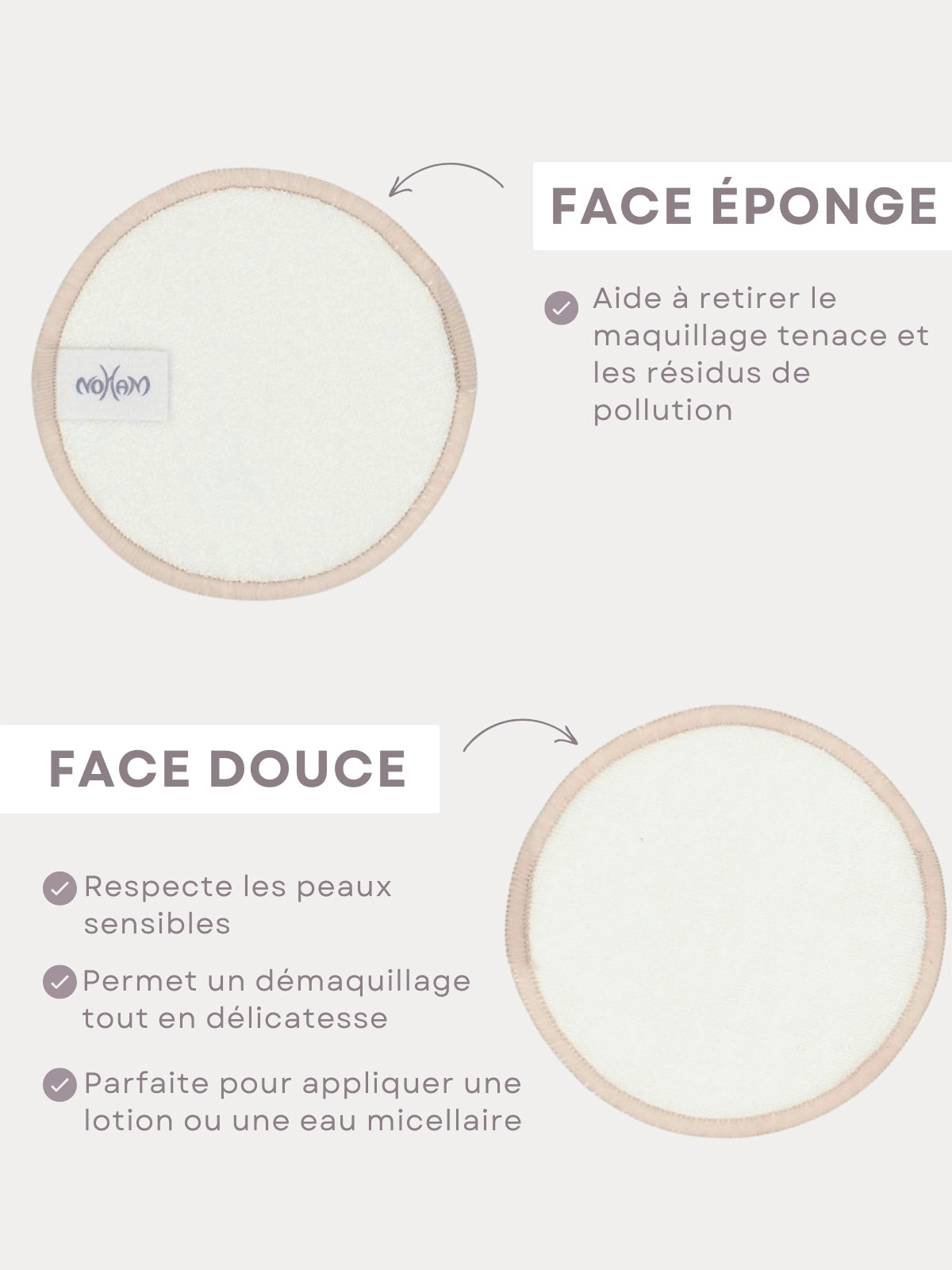 Pads Démaquillants (4 Pads + 1 Filet de lavage)