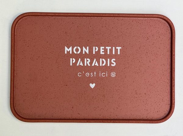 Plateau liège 20x30cm mon petit paradis c'est ici