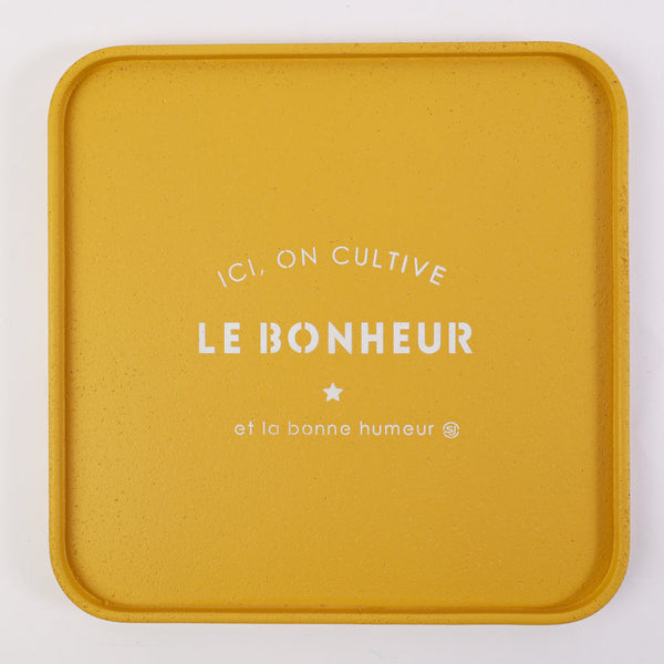 Plateau liège 30x30cm ici on cultive le bonheur