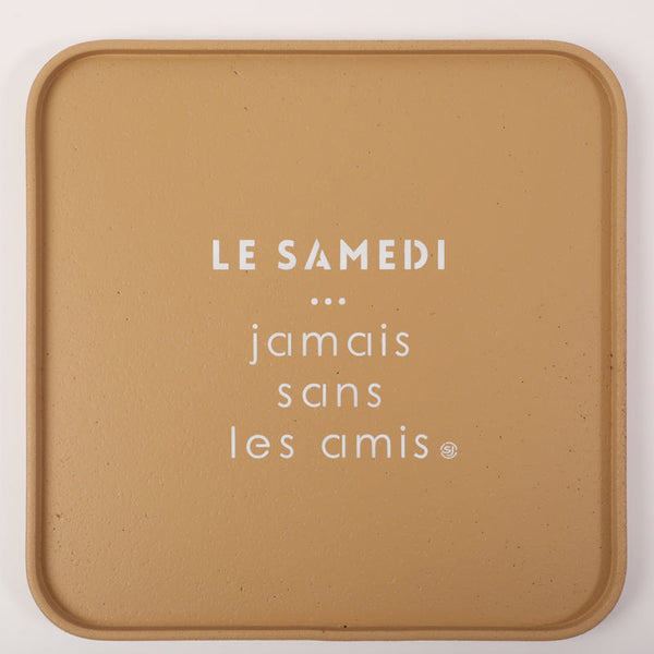 Plateau liège 30x30cm le samedi jamais sans les amis