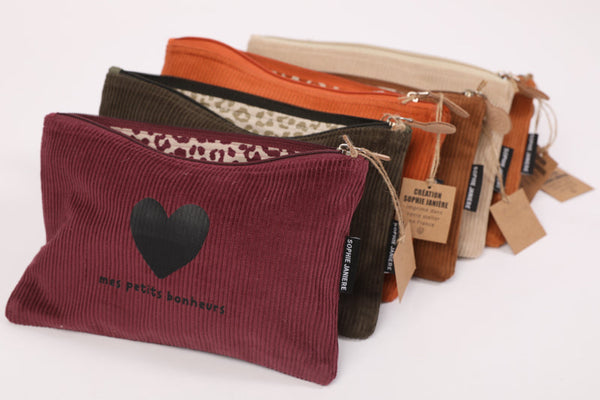 Trousse plate velours mes petits bonheurs