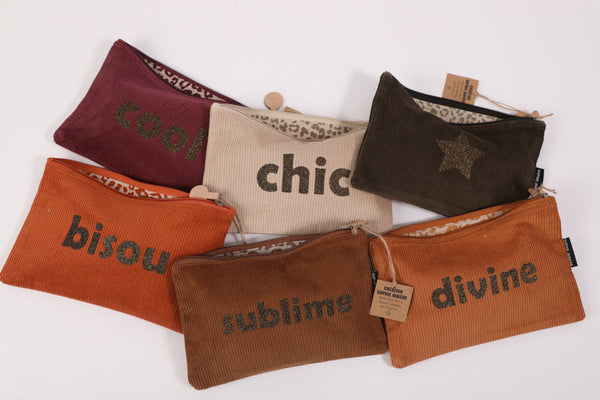 Trousse plate velours paillettes