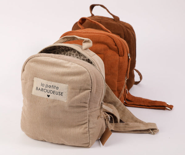 Sac à dos velours la petite baroudeuse