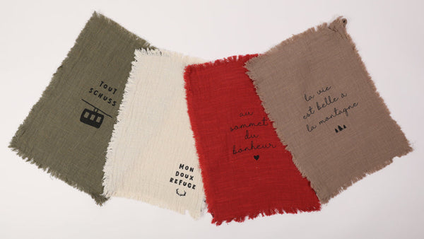 Lot de 4 essuie-mains au sommet du bonheur