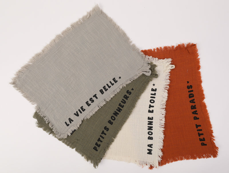Lot de 4 essuie-mains petits bonheurs