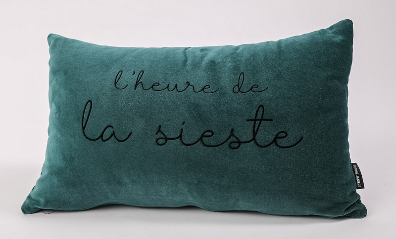 Coussin rectangle velours l'heure de la sieste