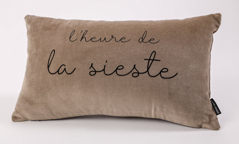 Coussin rectangle velours l'heure de la sieste