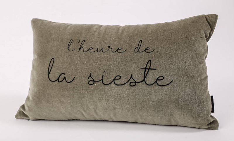 Coussin rectangle velours l'heure de la sieste