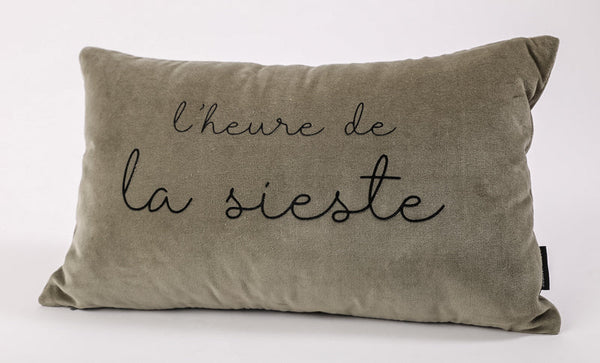 Coussin rectangle velours l'heure de la sieste