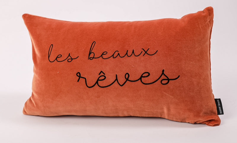Coussin rectangle velours les beaux rêves