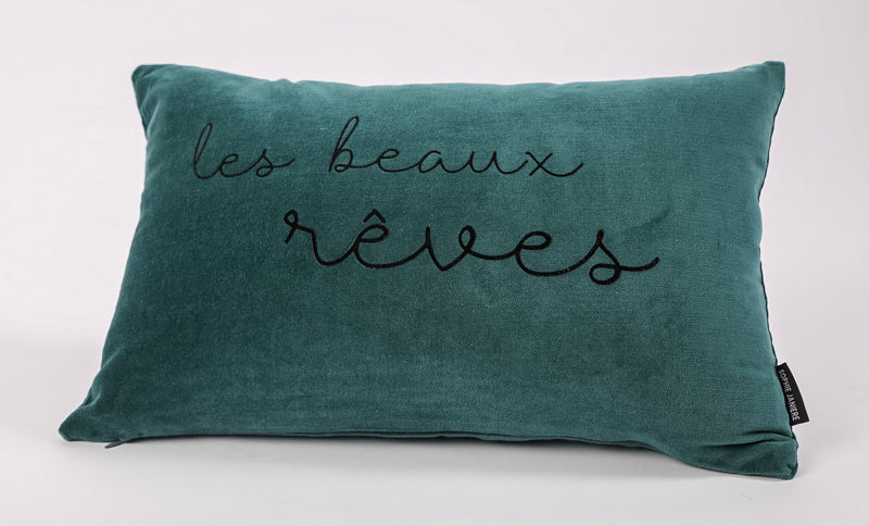 Coussin rectangle velours les beaux rêves
