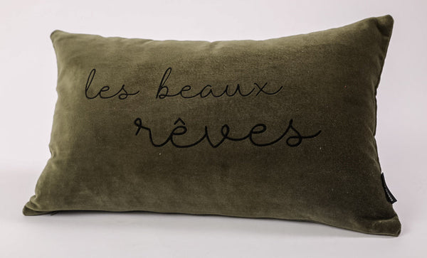 Coussin rectangle velours les beaux rêves