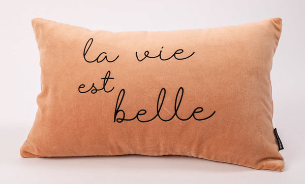 Coussin rectangle velours la vie est belle