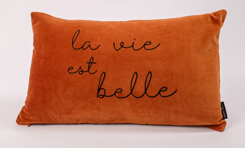Coussin rectangle velours la vie est belle