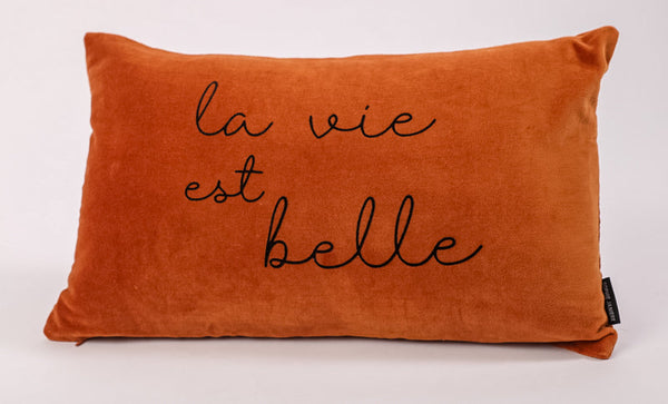 Coussin rectangle velours la vie est belle