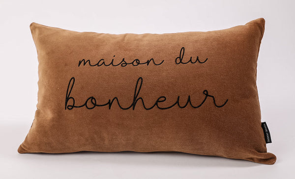 Coussin rectangle velours maison du bonheur