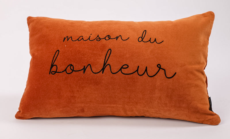 Coussin rectangle velours maison du bonheur
