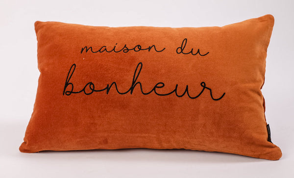 Coussin rectangle velours maison du bonheur