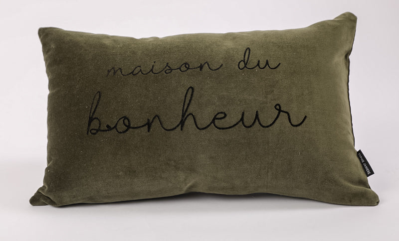 Coussin rectangle velours maison du bonheur