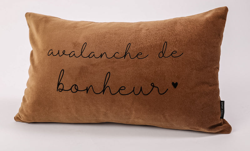 Coussin rectangle velours avalanche de bonheur