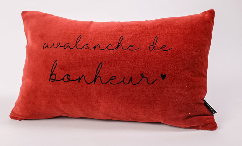 Coussin rectangle velours avalanche de bonheur