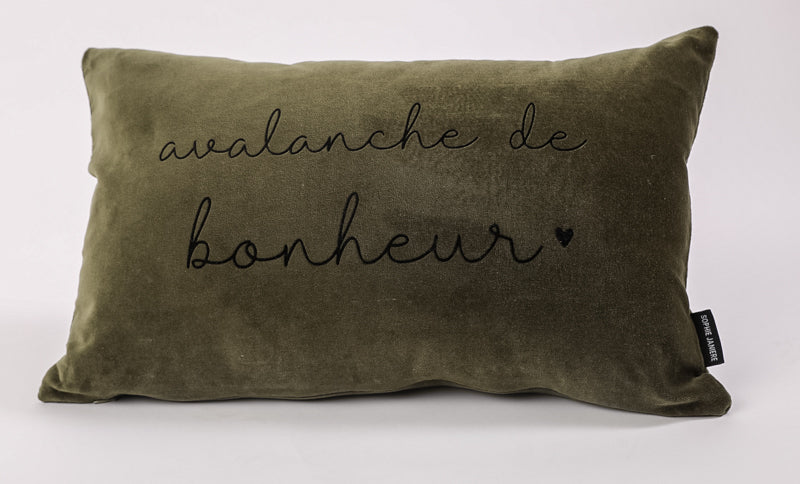 Coussin rectangle velours avalanche de bonheur