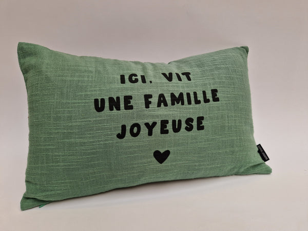 Coussin rectangle ici vit une famille joyeuse