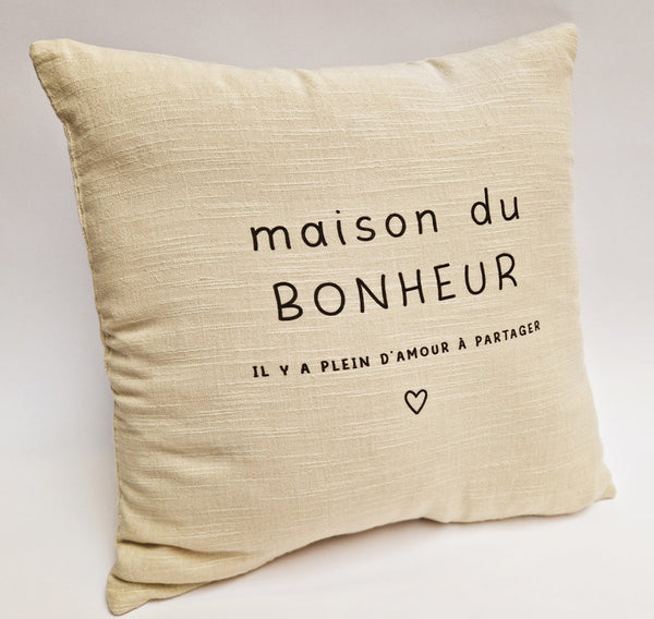 Coussin carré maison du bonheur