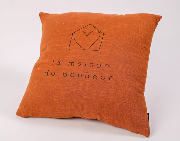 Coussin carré dessin la maison du bonheur
