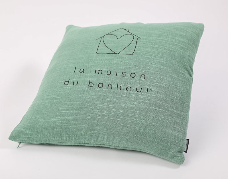 Coussin carré dessin la maison du bonheur